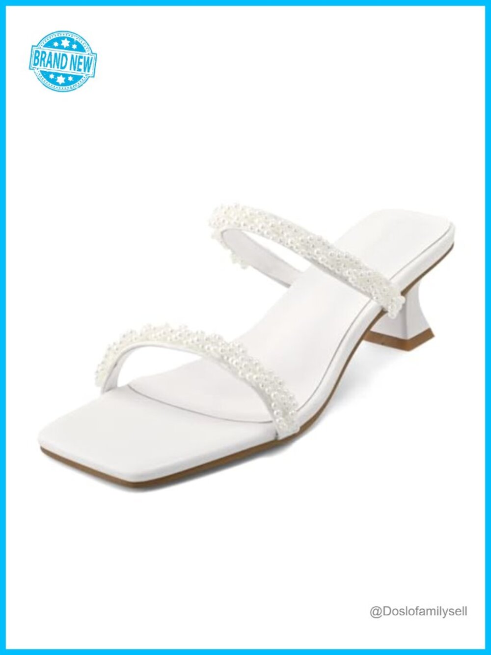 Kitten Heels Women Mules Square Toe Faux Leather Slip On Heeled Sandals
